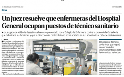 Un juez resuelve que enfermeras del Hospital General ocupan puestos de técnico sanitario